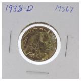 1938-D Buffalo nickel MS67