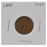 1881 Indian cent MS64