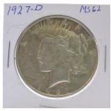 1927-D Peace dollar MS62