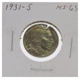1931-S Buffalo nickel MS63
