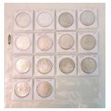 Page of 14 Morgan dollars, 1879-1901, no