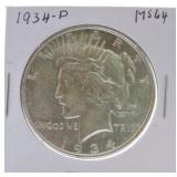 1934-D Peace dollar MS64