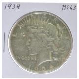 1934 Peace dollar MS63