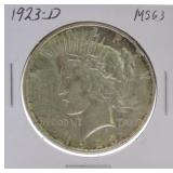 1923-D Peace dollar MS63