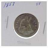 1857 Seated Liberty quarter VF