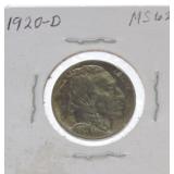 1920-D Buffalo nickel MS62