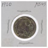 1920 Buffalo nickel MS63
