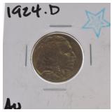 1924-D Buffalo nickel AU