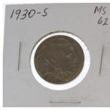 1930-S Buffalo nickel MS62