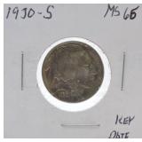 1930-S Buffalo nickel MS65