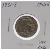 1931-S Buffalo nickel MS65