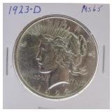 1923-D Peace dollar MS65