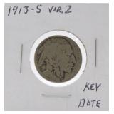 1913-S Ty2 Buffalo nickel