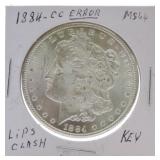 1884-CC Morgan dollar MS64, lips clash error