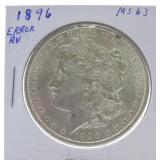 1896 Morgan dollar MS63, reverse double In God