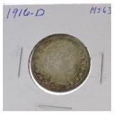 1916-D Barber quarter MS63