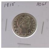 1915 Barber quarter MS65