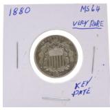 1880 Shield nickel MS64