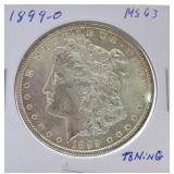1889-O Morgan dollar MS63, toning