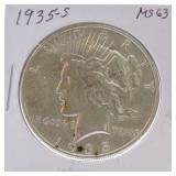 1935-S Peace dollar MS63