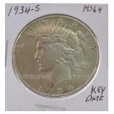 1934-S Peace dollar MS64