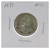 1891 Seated Liberty quarter MS63
