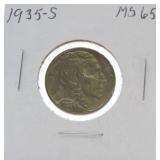 1935-S Buffalo nickel MS65