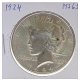1924 Peace dollar MS65