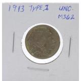 1913 Ty1 Buffalo nickel MS62