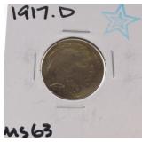 1917-D Buffalo nickel MS63