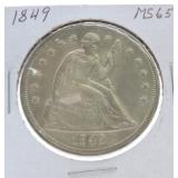 1849 Seated Liberty dollar MS65