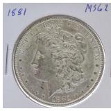 1881 Morgan dollar MS62