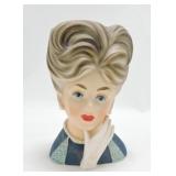 Relpo lady head vase K1633, 7"
