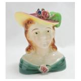 Royal lady head vase 6 1/2", loss of flower petals