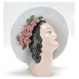 Lady head vase 9 1/2", base nicks