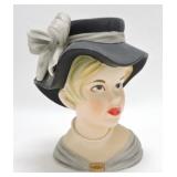 Large Relpo lady head vase K1804, 9", nick to bow
