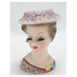 Lefton lady head vase 6"