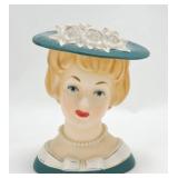 Relpo lady head vase K1053L, 7"