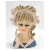 Lego lady head vase, 7333, 7"
