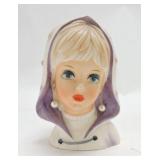 Rubens lady head vase 5", 4135, rim nick