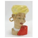 Occupied Japan lady head vase 6"