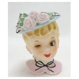 Enesco lady head vase 5"