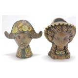 Pair of head vases 7"
