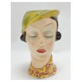 Italy lady head vase 9", glaze nick
