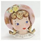 Lady head vase/wall pocket 5 3/4"