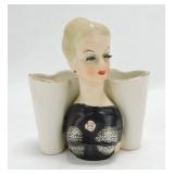 Lady head vase 5", hairline to back