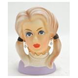 Rubens lady head vase 5 1/2", 4129, nick to rim