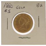 1880 $5 gold Liberty