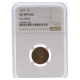 1927 Lincoln cent NGC AU details, cleaned