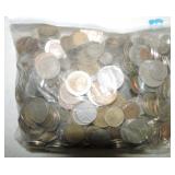 Bag of 6 pounds of foreign coins